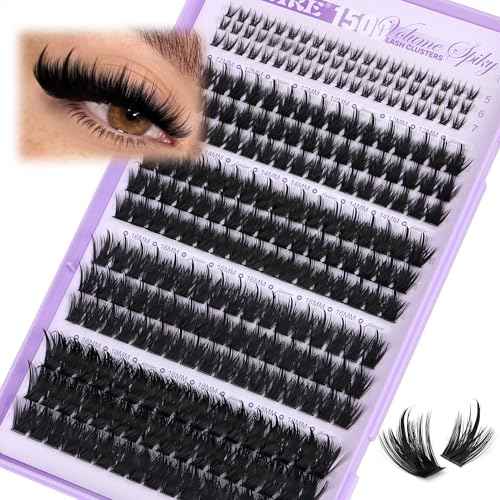 Manga Lash Clusters with Spikes Eyelash Clusters with Bottom Lashes 12-18MM Long Fairy Cluster Eyelash Extensions 264Pcs 150D Wispy Individual Lashes Extension DIY at Home by JIMIRE
