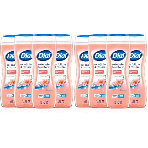 Dial Body Wash, Exfoliate & Restore Himalayan Salt, 16 Fl Oz, Hydraclean Complex & Vitamin E, Gentle, Leaves Skin Feeling Nourished, Dermatologist-Tested, No Parabens & Sulfates,(Pack of 8)