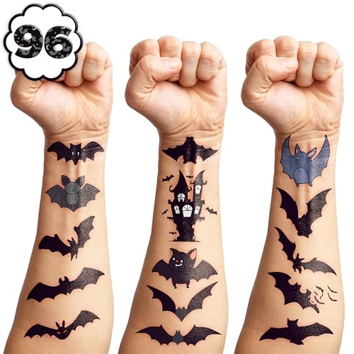 96 Bat Temporary Tattoos - Pre-Cut Stickers for Kids