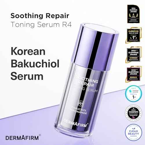 DERMAFIRM Bakuchiol Retinol Serum for Glass Skin with Niacinamide & Peptides | Daily Korean Skin Care for Sensitive Skin | Soothing Repair Toning Serum R4 for Glass Skin