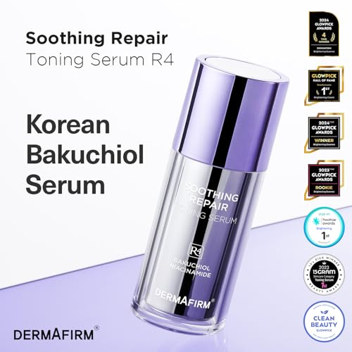 DERMAFIRM Bakuchiol Retinol Serum for Glass Skin with Niacinamide & Peptides | Daily Korean Skin Care for Sensitive Skin | Soothing Repair Toning Serum R4 for Glass Skin