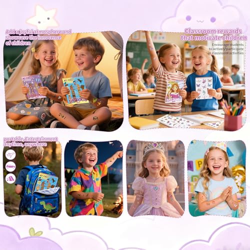Pre-Cut Temporary Tattoos for Girls, 100+ Butterfly Mermaid Unicorn Tattoos - Waterproof Party Favors Supplies for Birthday, Halloween, Christmas Gift Ideas for Little Girls
