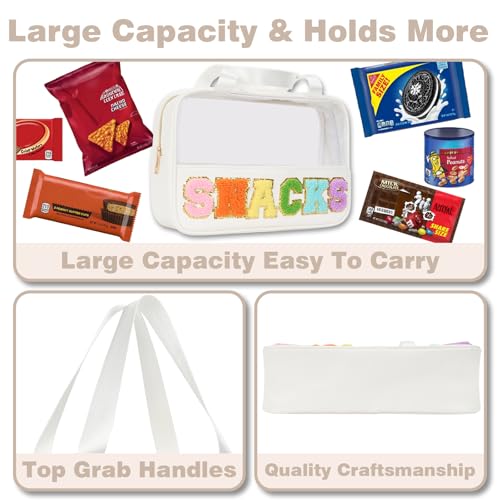 Clear Chenille Letter Zipper Pouch - Versatile Travel Makeup Bag
