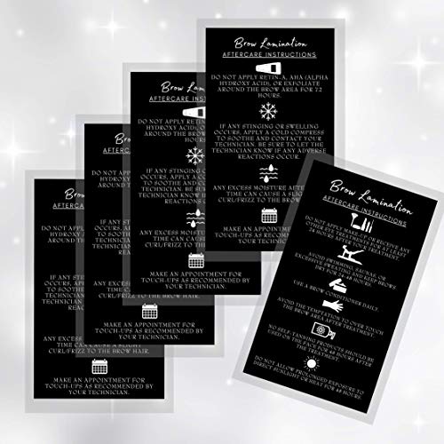 Brow Lamination Aftercare Cards 50 Pack 2x3.5" Business Size