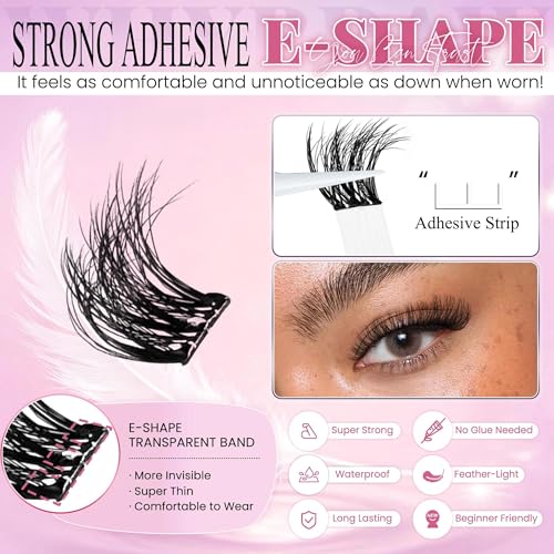 Whybraw Self Adhesive Lash Clusters - 100PCS Fluffy 3D Wispy Lashes 8-16mm