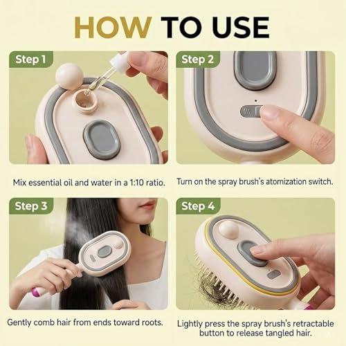 Rechargeable Electric Spray Hair Detangler Brush for Frizz Control