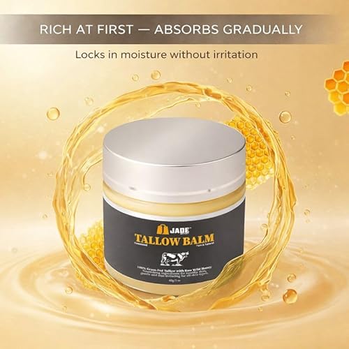 Unscented Honey Tallow Balm for Face & Body ? Extra-Rich Moisturizer for Dry, Sensitive & Reactive Skin ? Firm Balm That Melts With Body Heat ? No Fragrance or Water Fillers