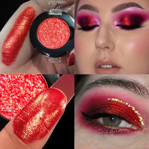 Afflano Red Glitter Eyeshadow - Diamond Metallic Pigmented