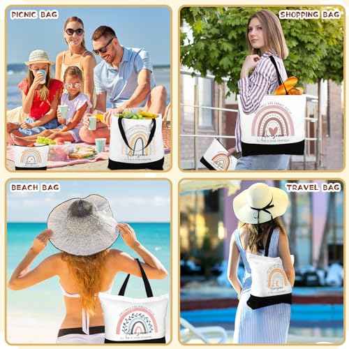 Cunno 24 Pcs Gifts Bag Bulk for Women Aesthetic Canvas Tote Bag Inspired Gifts for Team Coworker Nurse Teacher(Rainbow Sometimes You Forget)