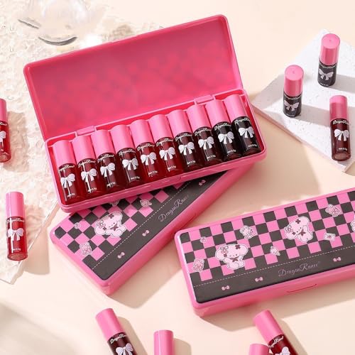10-Color Liquid Lip & Cheek Tint Set - Long-Lasting Hydrating