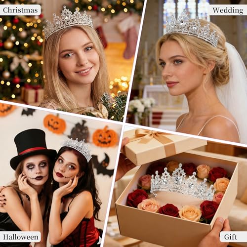 Lunimbus Silver White Princess Tiara for Women Bridal Party Wedding Crown - Crystal Headband