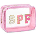 Sanwuta Seersucker Makeup Bag - Large Clear Travel Toiletry Pouch