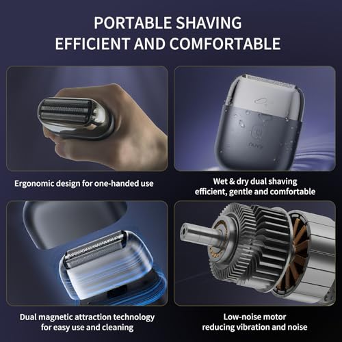 Professional Cordless Electric Shaver for Men - Fast Charging Wet/Dry Mini Travel Razor with Floating Heads, Precision Beard Trimmer, IPX7 Waterproof for Shower Use