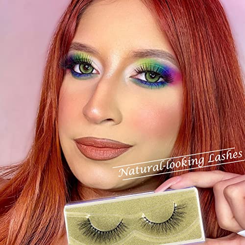 Lashes Bulk 50 Pair Wholesale Short Lash Natural Look Fluffy Mink Eyelashes 5D Faux Mink False Lash Cat Eye Fake Eyelash Soft Wispy Strip Eye Lashes with Individual Portable Lash Pack