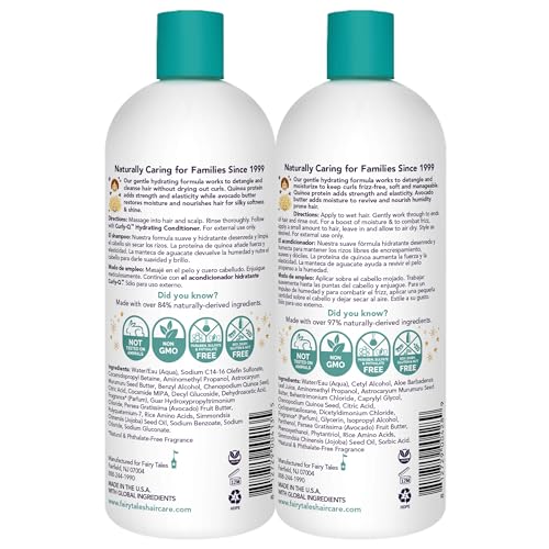 Fairy Tales Curly-Q Hydrating Shampoo and Conditioner for Kids - Paraben, Sulfate, Gluten and Nut Free - For All Curl Types Including Multi Cultural Hair ? 32 Oz (2 Pack)