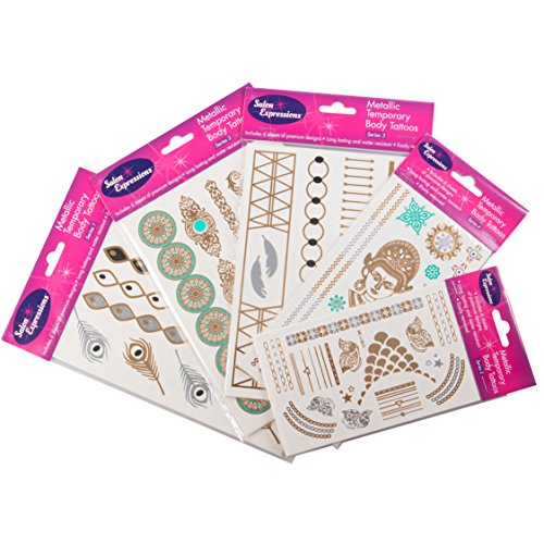 Metallic Temporary Tattoos - 30 Sheets Gold Silver
