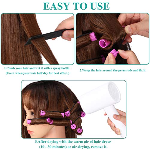 WILLBOND 60 Pcs Purple Perm Rods for Long Hair - 0.75 Inch