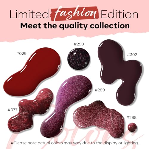 modelones Red Nail Polish Set with Velvet Cat Eye, 6 Colors – A2 Dark Red