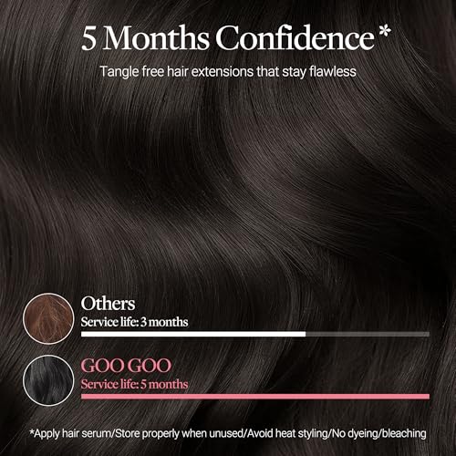 GOO GOO Tape in Hair Extensions Human Hair, 2 Dark Brown, 20inch 40g 10pcs, Mini Tape Cut to Fit£¬Skin Weft Seamless Invisible, Remy Human Hair