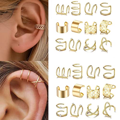 24 Pcs Non-Piercing Ear Cuffs & Hair Beads Set for Women & Men