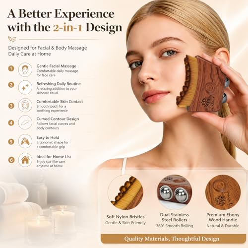 2-in-1 Lymphatic Face Brush with Cooling Stainless Steel Rollers