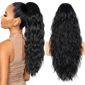 26 Inch Drawstring Ponytail Extension - Wavy Black Hair