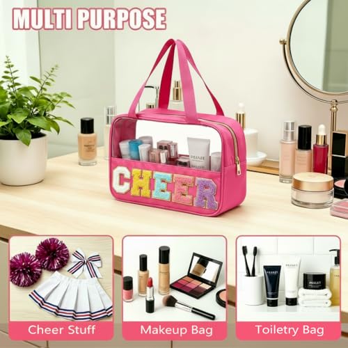 Cheer Chenille Letter Clear Makeup Bag with Handle