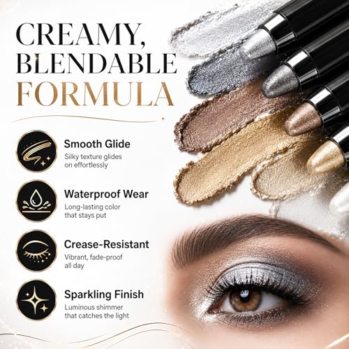 6-Pc Double-End Eyeshadow Stick Set, Waterproof & Blendable