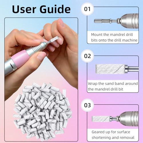 100 Mini Sanding Bands 180 Grit Nail Drill Bits for Nail Care