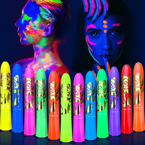 12 Color Glow in the Dark Face & Body Paint Set