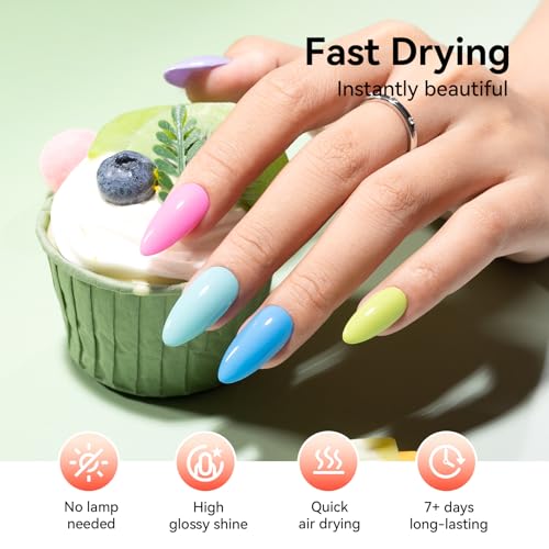 Rainbow Pastel Nail Polish Set - 6 Quick Dry Colors