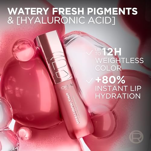 L'Oreal Paris Hyaluron Tint Lip Stain Serum - Hydrating Long Lasting Lip Color, 217 Smoky Mauve