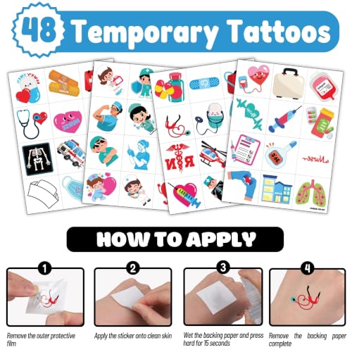 Nurse Party Favors Set - 48 Tattoos & 24 Punch Balloons