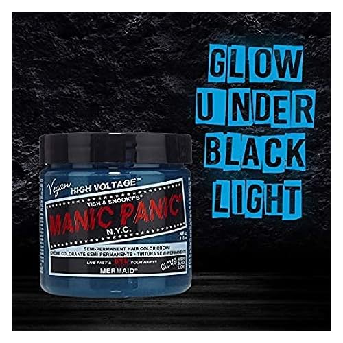 MANIC PANIC Classic Mermaid Semi Permanent Hair Color - Neon Ocean Blue Hair Dye for Women & Men That Lasts 4-6 Weeks - Vegan, Ammonia & Cruelty-Free - Create & Mix Custom Shades (4oz / 3pk)