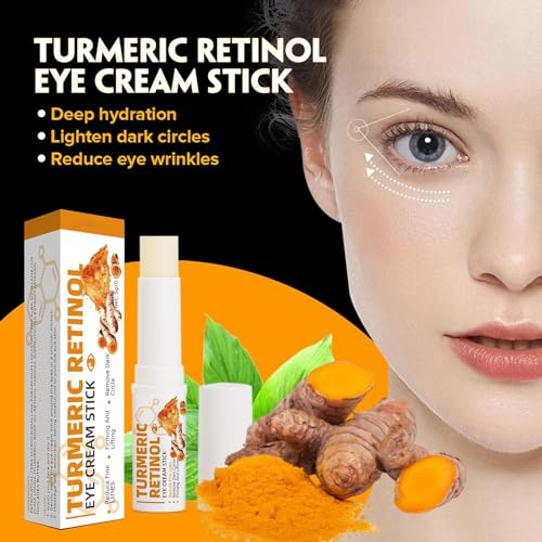 LINEDSON Retinol Eye Cream Anti Aging, Turmeric moisturizer Eye Balm Stick Hydrating Retinol Eye Cream Stick for Dark Circles and Puffiness Fine Lines 5g