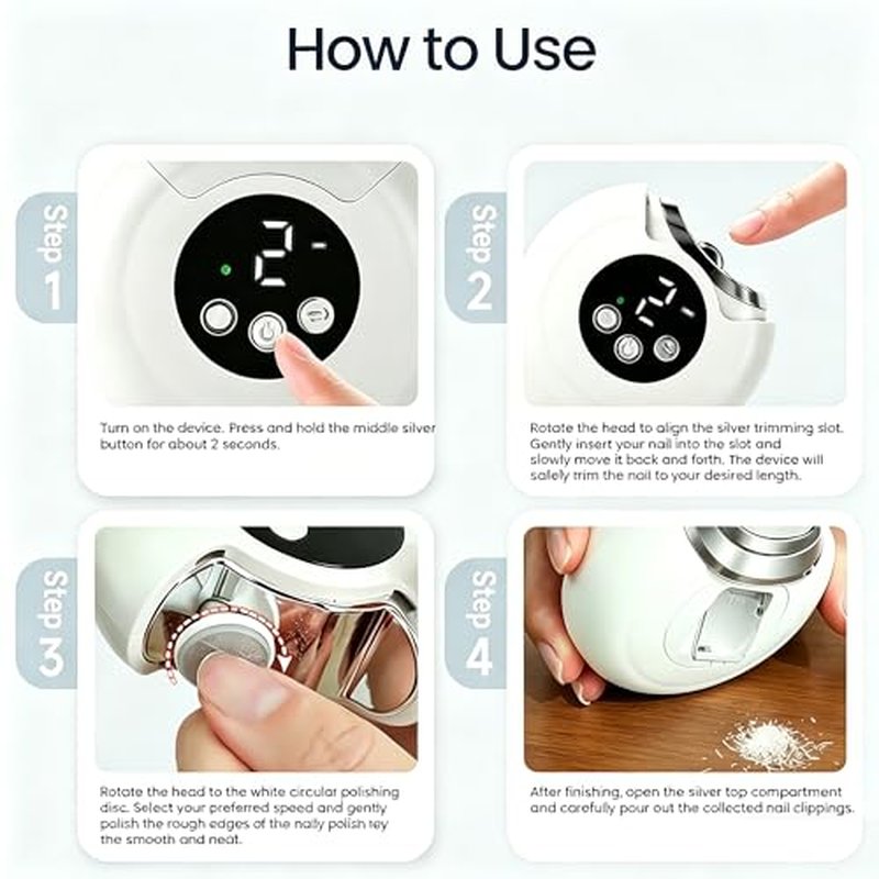 3-in-1 Electric Nail Clippers with LED Light & Storage - Safe Trimmer for Seniors & Adults