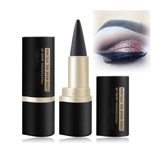 Matte Quick-Dry Eyeliner,Long Wear Gel Eyeliner Pencil,Natural Black Eyeliner Cream Waterproof Eyeliner Pen,Smokey Eyeshadow Palette Stick Crayon,Gel Eye Liner for Goth Halloween Makeup (Black)