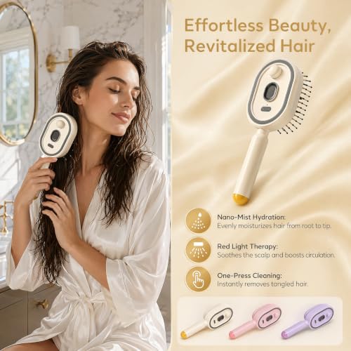 Electric Spray Massage Comb with Nano Mist - 3-in-1 Hair Brush