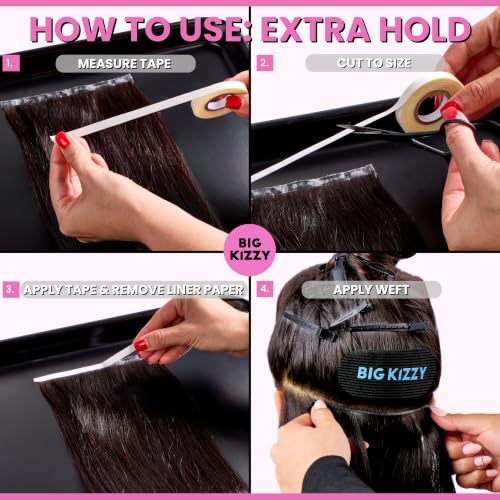 Big Kizzy Extra Hold Double Sided Hair Extension Tape, 0.313" x 6 yds