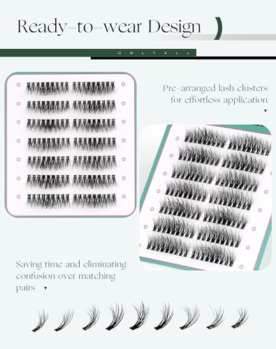 Onlyall Lash Clusters C Curl Natural Wispy Eyelash Extensions