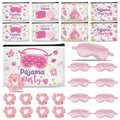 24 Pcs Sleepover Party Supplies for Girls, Sleepover Squad Spa Party, Makeup Bags Party Favor with Satin Eye Mask Satin Hair, Scrunchies Pajama Slumber Squad, Birthday Party