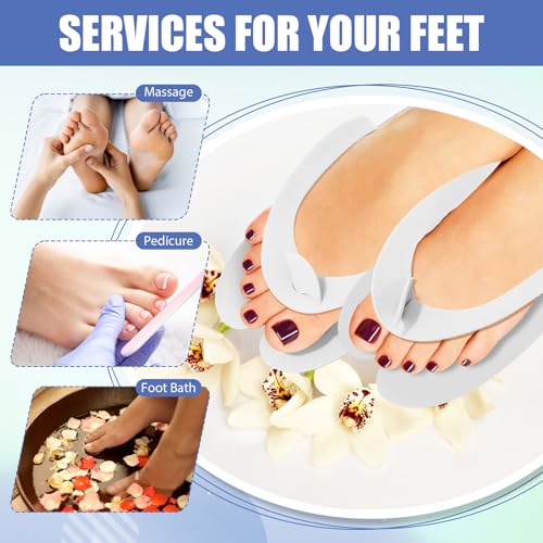 JaGely 100 Pairs Disposable Pedicure Slippers Bulk EVA Disposable Flip Flops Kit Spa Pedicure Sandals Guest Slippers Spa for Adult Foot Nail Salon Party Supplies Travel Hotels Home(White)