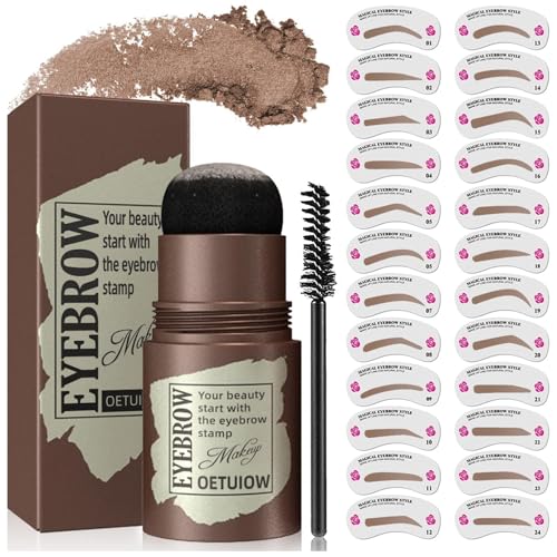 Eyebrow Stamp Kit with 24 Stencils & Brush - Waterproof