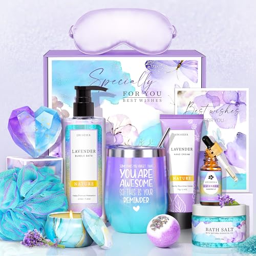 Gifts Baskets for Women,Relaxing Spa Gift Basket Set,Christmas Gifts for Women,Gifts Idea for Mom,Girlfriend,Sister,Wife,Teacher,12pcs Lavender Care Package Gift Set,Birthday Gifts Basket for Women