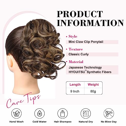 REECHO Curly Ponytail Extension Claw Clip 9" Short