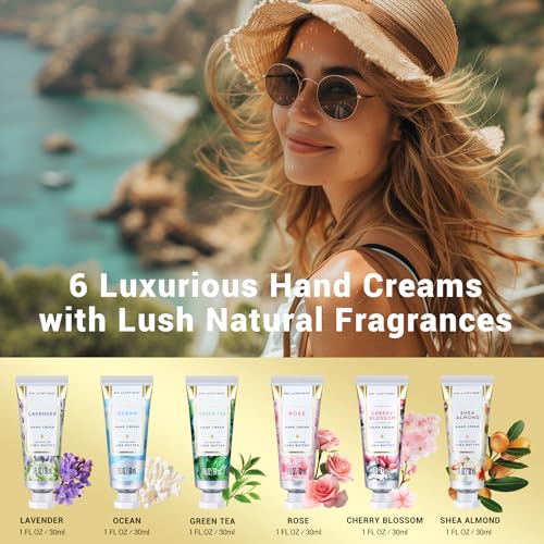 Spa Luxetique Hand Cream Gift Set, 6-Pack Travel Size with Shea Butter
