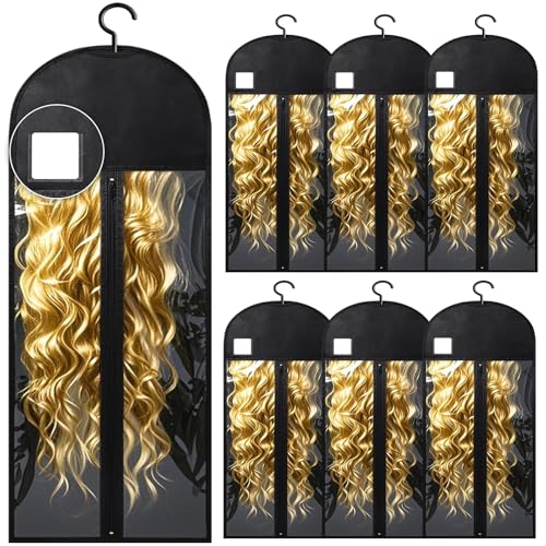 6-Pack Extra Long Wig Storage Bags with Hanger - 31.5in