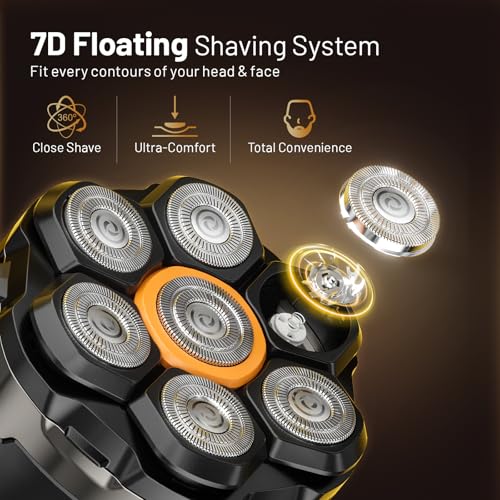 Head Shaver for Bald Men: 7D Electric Bald Razor - Waterproof Wet Dry Shaving - Professional Grooming Kit for Balder - Rechargeable Head Shavers for Scalp/Face/Beard