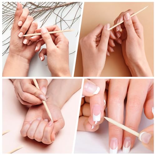 600 Pcs Wooden Cuticle Sticks - Double Sided Orange Wood Nail Sticks (4.5 in)