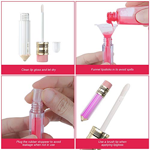 Pencil Lip Gloss Tubes 5ml - 12 Pack Empty Refillable